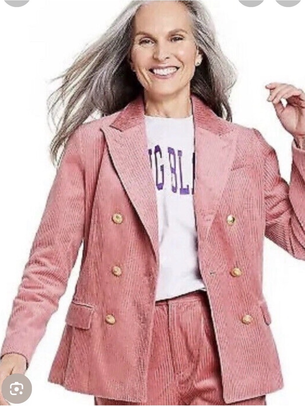Rowing Blazers + Target - Pink Corduroy Double-Breasted Blazer with Gold Buttons - Picture 3 of 7